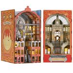 MiniCity Book Nook Kit, DIY Miniature Dollhouse Booknook Kit, Bookend Bookshelf Insert 3D Wooden Puzzle Decor with LED Light for Teens and Adults (Railway Cathedral)