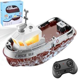 HUAJUN Mini Remote Control Boat for Kids Lake & Pool，360° Rotating Lights 2.4Ghz RC Boat,Waterproof Rechargeable Water Toy Boat for Boys and Girls.
