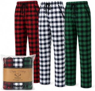 PREDAGEAR Mens Pajama Pants 3-Pack Woven Plaid Cotton Lounge Pants, Breathable Sleep Bottoms with Pockets for Summer