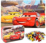 MZZOTOY Car Puzzles for Kids Ages 4-8 60 Pieces Puzzles for Kids Ages 3-5 in a Metal Box Pixar Cars Puzzle for Kids Girls and Boys Lightning McQueen Jigsaw Educational Puzzles Gifts (Car)