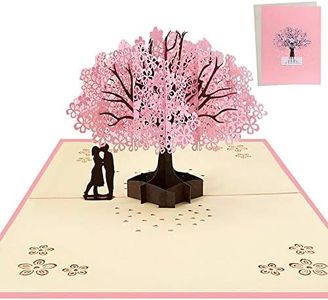 AOBETAK 3D pop up biglietto di auguri con busta per moglie, marito, fidanzato, fidanzata, coppia romantica sotto ciliegio, biglietti per matrimonio, compleanno, anniversario, San Valentino