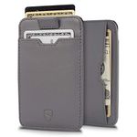 Vaultskin CHELSEA Slim Minimalist Leather Wallet for Men with RFID Blocking, Front Pocket Credit Card Holder (Chromium Grey)