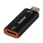 Hama Video Capture Card 4K HDMI to USB 3.0 Video Recording Card (for Direct Recording SLR Camera, Camcorder or Action Cam with PC, Connect Laptop for Live Streaming, Gaming, Video Conferencing)