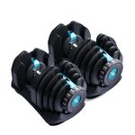 XRT65 Iron 5 Adjustable Dumbbells Set Of 2 | 4Kgs - 40Kgs | Gym Equipment Set For Home Workout | Designed In America | Black (40 Kgs + 40 Kgs)