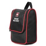 Swiss Military Toiletry Bag for Men and Women, Travel Organizer Pouch, Water-Resistant Polyester, Multiple Compartments with Quick-Access Pocket, Durable Zippers, Lightweight 3L Capacity, Black