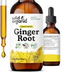Wild & Organic Ginger Extract Liquid Drops - Immune & Digestive Support - Liquid Ginger Root Supplement - Vegan, Sugar & Alcohol-Free Tincture - 2 fl oz