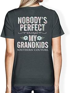 Southern Couture Perfect Grandkids Dark Heather Grey Large Cotton Fabric Fashion T-Shirt