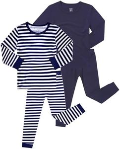 JunNeng Bamboo Viscose Pajamas for Toddler 4 Piece Baby Boys & Girls Snug Fit Long Sleeve Striped PJs Sleepwear,2-3T