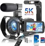 Camcorder Video Camera 5K HD 64MP 18X Digital Camcorder 3.0" HD Touch Screen Vlogging Camera for YouTube IR Night Vision Camcorder with Stabilizer and Remote Control, Two Batteries and External Mic