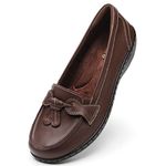 Artisure Women's Classic Genuine Leather Penny Loafers Fashion Tassel Boat Shoes Comfort Driving Moccasins Casual Slip On Walking Flats, Coffee Bean, 6.5