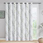 FMFUNCTEX Green Blackout Curtain for Bedroom Sliding Door Extra Wide Room Divider Curtain 84 Inches Long 1 Panel for Partio Door Tree Branch Pattern Thermal Insulated Grommet Window Drape W100 x L84