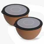 Eha Earth Friendly Mixing Bowls for Kitchen | Serving Bowls with Lid | Microwave Safe Bowl Set | Storage Bowls Made with Rice Husk and Bamboo Fibers | 2900 ml Each | Set of 2 | Tortilla