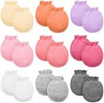 9 Pairs Newborn Baby Boys Girls Mittens 0-6 Months Infant Toddler Mittens No Scratch Solid Color Gloves (Bright Color)