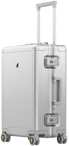 LEVEL8 Aluminum Suitcase Carry on Luggage 20-Inch Hardside Hand Spinner Trolley, Double TSA, Zipperless Luggage(56cm, 35.5L, Silver)