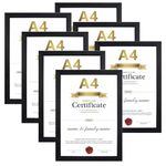 Giftgarden Black A4 Picture Frame A4 Photo Frames for Desk or Wall Display of Documents, Certificates, Posters, and Art, Pack of 7