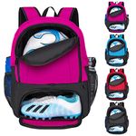 Soccer Ball Bag-Backpack for Basketball,Volleyball with Cleat Shoes and Ball Compartment Laptop Sleeve for Travel,School Team (Plum Rose))