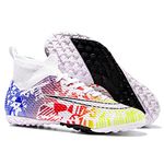 Football Boots Men Cleats Soccer Shoes Professional Spikes Football Competition Shoes Boys' Soccer Shoes Lace Up Training Sneakers White 4 R 1 UK