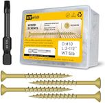 378Pcs Wood Screws #10 x 2-1/2" 5lb Box, Deck Screws 2 1/2 Inch, T25 Torx Drive Head, Outdoor Construction Screws, Rust Resistant, Epoxy Coated, Exterior 2 1/2 for Wood Working, Tan by Mywish