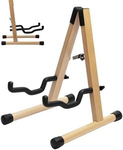 STRICH Acoustic Guitar Stand, A-Frame HardWood Floor Guitar Stand, Folding Electric Guitars Holder for Bass, Cello, Mandolin, Banjo (Oak Wood)