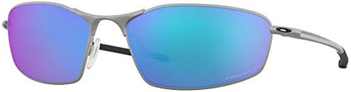 Oakley Men's Oo4141 Whisker Oval Sunglasses, Satin Chrome/Prizm Sapphire Iridium Polarized