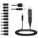 GutReise Universal 12V Car Charger(Max 10A) + 5V DC Power Cable,with 11 Connectors for DVD Player,Camera,Speakers,Shaver Fans