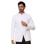 KRAFT INDIA Men's Regular Fit White Cotton Twill Bandhgala Coat/Blazzer