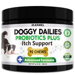 iKARMEL Doggy Dailies Probiotics for Dogs | Canine Supplements for Digestive and Immunity Support | Skin Health and Itch Relief | Vitamin Treats for Dogs | Probiotic (90 Chews)