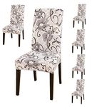 Styleys Chair Cover Polyester Floral Stretchable Elastic Dining Chair Covers Slipcovers (Set of 6, Rich Multicolored Decoration, SLMC170)