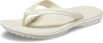 Crocs Unisex-Adult Crocband Flip Flop, Slip-on Sandals, Shower Shoes, Bone, 9 Men/11 Women