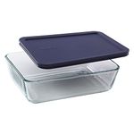 PYREX Simply Store 6-Cup Rectangular Glass Food Storage Dish, Blue