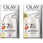 Olay Total Effects Face Cream Skin Care Sets & Kits, Day & Night Cream, Face Moisturiser Pamper Gifts For Women With Vitamin C, B3 and SPF 15, 7in1 Nourish and Protect 2 x 37ml