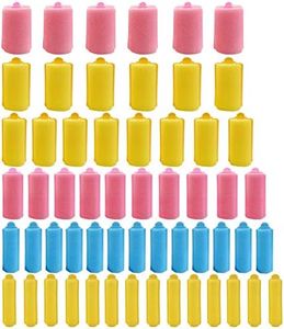 56 Pieces 6 Sizes Foam Sponge Hair Rollers Mini Foam Hair Styling Curlers Flexible Sponge Curlers with Storage Bag Soft Sleeping Hair Curlers for Adults and Kids Pink Yellow Blue Random Color