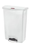 Rubbermaid Commercial Products Slim Jim Step-on Resin Front Step Waste Receptacle Bin 90 Litre White 1883561