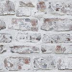 Arthouse Whitewashed White Brick Wallpaper - Photographic Design - 3D Effect - Realistic Rustic Brick - Urban Industrial Loft Effect - Paste The Paper - Easy to Hang - 10m / 32.8ft Roll - 671100