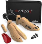 Medipaq - 2 Premium Pine Shoe Stretcher Men Women - 4 Way Shoe Tree for Ladies Gents with Cedar Balls and Drawstring Bag