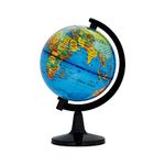 EXERZ 10cm World Globe - English Map - Educational/Geographic/Political, Countries and Capital Cities/Modern Desktop Decoration - ABS Arc and Base - for School, Home, and Office