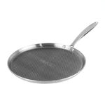 Vinod SAS Pro Platinum Triply Stainless Steel Hybrid Non Stick Dosa Tawa - 31 cm | 4 mm Thick | HexaShield Design Stick-Resistant Surface | Metal Spatula Safe | Induction & Gas Compatible | PFOA-Free