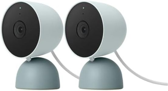 Google Indoor Nest Security Cam 1080p (Wired) - 2nd Generation - Non-Retail Packaging - Fog - 2 Pack