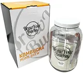 Brew Your Bucha Complete Kombucha Homebrew 1 Gallon Kombucha Starter Kit【for 2 Brews】with Videos, Recipes, Educational Blog, Live Chat Assistance. Includes Scoby Live Culture, Raw Kombucha Jar, & More