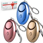 Personal Safety Alarms for Women, 3 Pack Reusable Police Approved 140DB Loud Alarm with LED Light, Small Personal Security Alarm Torch Keychain for Women, Girls, Children and Elderly