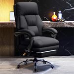 HDHNBA Executive Office Chair with Foot Rest Comfortable Ergonomic High Back Desk Chairs Computer Gaming Chairs Big and Tall PU Leather Work Chair for Home Office Chair with Rolling Wheels, Black