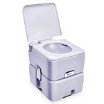 Giantex Portable Toilet 5 Gallon with Waste Tank, Built-in Rotating Spout, Powerful Push Pump Compact Commode for Travel, Boating, Camping, RV Toilet Porta Potty, 13.5” X 12.5 ”X16.5"