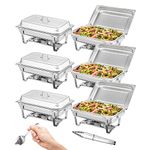 VEVOR Chafing Dish Buffet Set, 8 Qt 6 Pack, Stainless Chafer with 6 Full Size Pans, Rectangle Catering Warmer Server with Lid Water Pan Folding Stand Fuel Holder Tray Spoon Clip, at Least 8 People Eac
