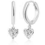 MINUTIAE Austrian Zirconium Earring Heart Shaped Diamond/Solitare Diamond/Dangling Clip On Earring For Women And Girls (Silver)