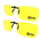 LUFF 2-Pair Polarized Night Vision Clip on Myopia Glasses for Safety Driving/Fishing Eyewear Men/Women(Yellow-Yellow)