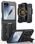 FNTCASE for Samsung Galaxy Z-Flip-6 Case: Military Grade Protection Shockproof Cell Phone Cover with Belt Clip Holster & Kickstand | Protective Drop Proof Rugged Case for Z Flip 6 5G 2024