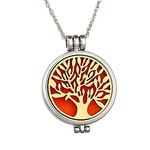 Young & Forever Tree of Life Smiley Aromatherapy Locket Necklace, Essential Oil Diffuser for Women, Men and Children, Silver, Rose Gold (Gold_Tree of Life)