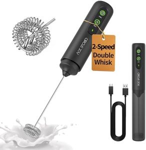 CIRCLE JOY 2-Speed Rechargeable Milk Frother Hanheld, Dual Coil Whisk Head Electric Coffee Frother, Portable Hand Frother Wand Drink Mixer for Matcha Lattes Cappuccino, Kitchen Gifts