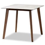 Baxton Studio Dining Tables, MDF/Rubberwood, Marble/Walnut Brown