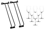 Tusmad Wine Glass Holder Stemware Kitchen Shelves Rack Under Cabinet And Shelf, Wine Glass Holder Rack, Hanging Stemware Holder For Cabinet Kitchen Bar Pack 2